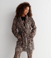 New Look Brown Leopard Print Fleece Dressing Gown